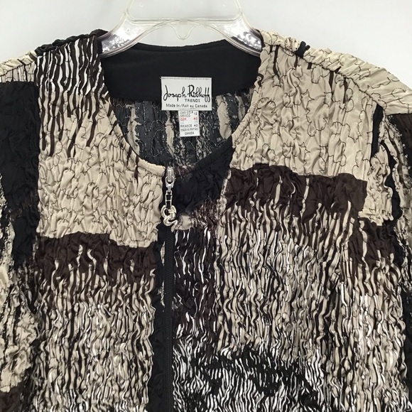 Joseph Ribkoff Veston Jacket Textured Fabric Black/Brown Career Casual Size 12 - Picture 3 of 8